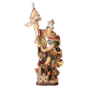 Statue Saint Florian en bois coloré