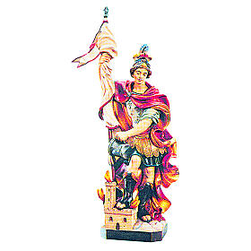 Statua San Floriano in legno colorato