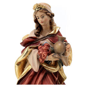 Santa Isabel con corona y jarra de madera pintada