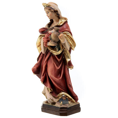 Saint Elisabeth with crown and jug painted wood statue, Val Gardena 3
