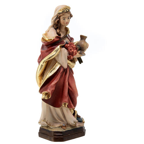 Saint Elisabeth with crown and jug painted wood statue, Val Gardena 5