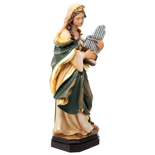 Saint Cecilia with musical instrument painted wood statue, Val Gardena 4