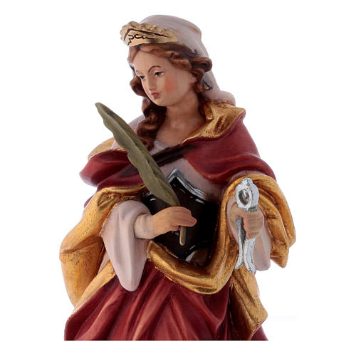 Heilige Apollonia mit Zange in der Hand aus farbig gefasstem Holz 2
