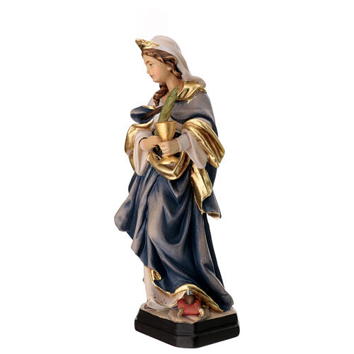 Statua di Santa Ottilia in legno dipinto ramo e calice 3