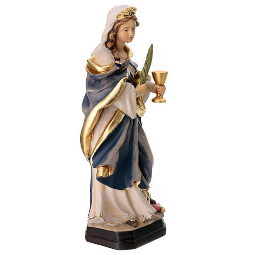 Statua di Santa Ottilia in legno dipinto ramo e calice 5