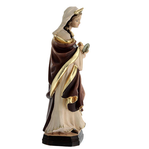 Estatua Santa Inés de madera pintada con vestido con matices de color 6