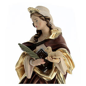 Statua di Santa Agnese legno veste con sfumature di colore