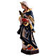 Santa Dorotea de madera pintada con vestido azul y flores rojas s3