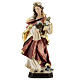 Statue de Sainte Véronique en bois avec robe rouge et fleurs blanches s1
