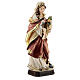 Statue de Sainte Véronique en bois avec robe rouge et fleurs blanches s4