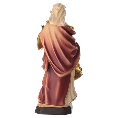 Saint Christina statue in painted wood with yellow and white flower 8