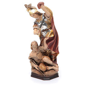 Saint Martin statue in wood with silver armour and red cloak