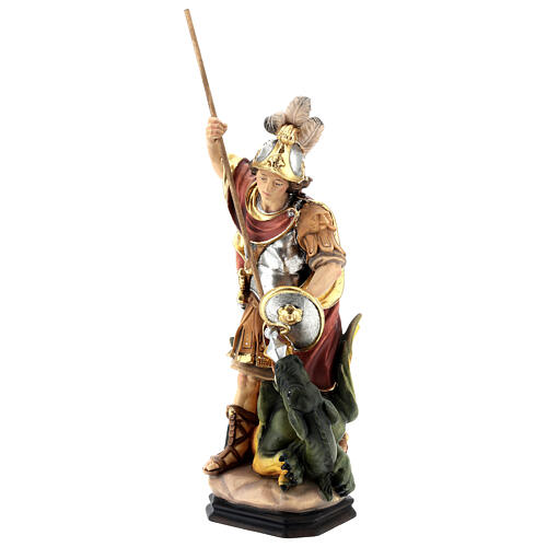 Saint George with dragon in painted wood, Val Gardena 3