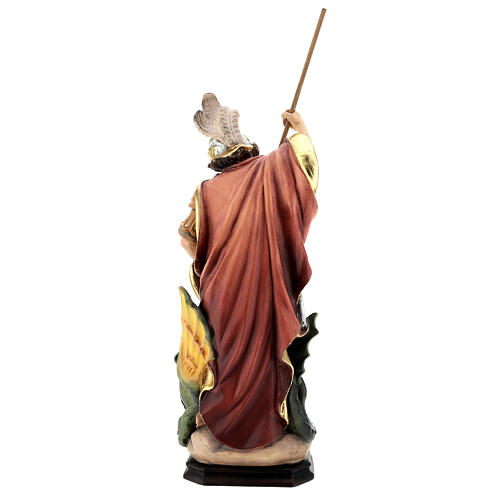Estatua San Jorge de madera pintada que mata al dragón verde 7