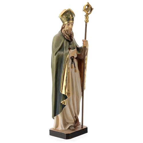 Saint Patrick with clover and green cape in painted wood, Val Gardena 4