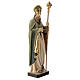 Statue de Saint Patrick en bois peint trèfle et manteau vert s4