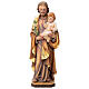 Statua San Giuseppe e Bambino legno dipinto fiori bianchi rossi s1