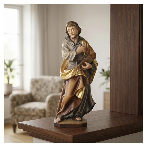 Statue Hl. Josef der Tischler bemalten Grödnertal Holz 2