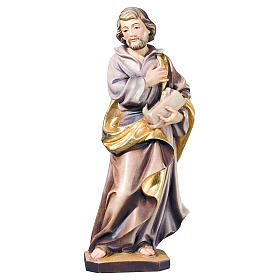 Saint Joseph travailleur bois marron doré Val Gardena