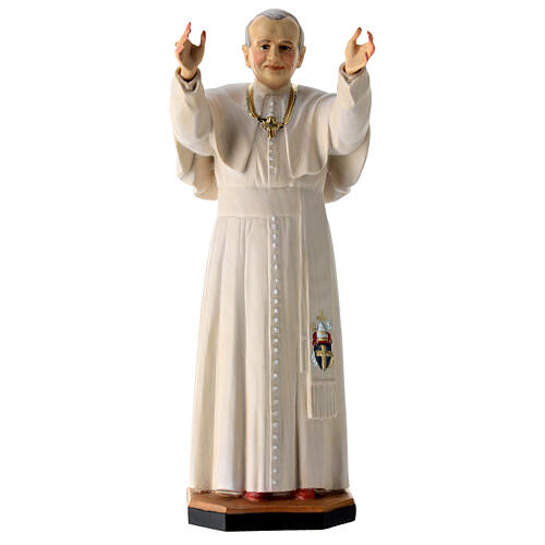 Statua Papa Giovanni Paolo II legno dipinto della Val Gardena 1