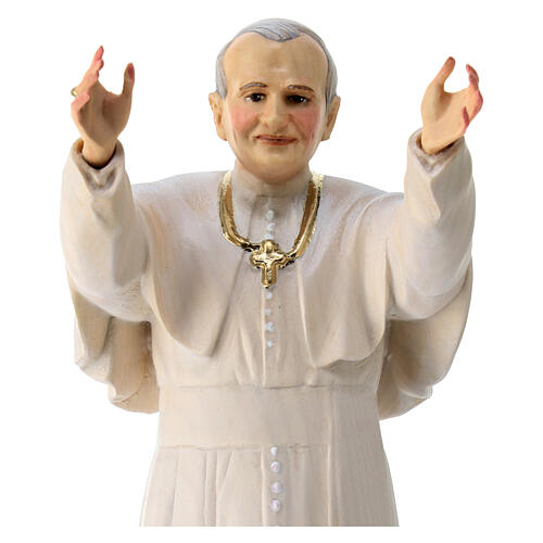 Statua Papa Giovanni Paolo II legno dipinto della Val Gardena 5