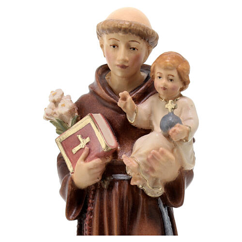 St Antoine de Padoue avec Enfant bois peint Val Gardena 2