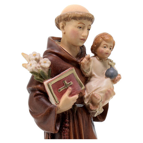 St Antoine de Padoue avec Enfant bois peint Val Gardena 4