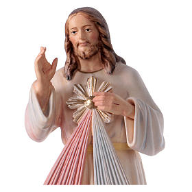 Jezus Miłosierny z drewna malowanego Val Gardena promienie czerwone niebieskie