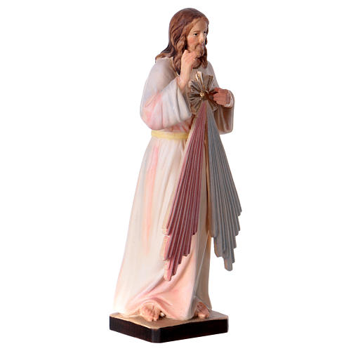 Divine Mercy with blue and red rays painted wood statue, Val Gardena 4