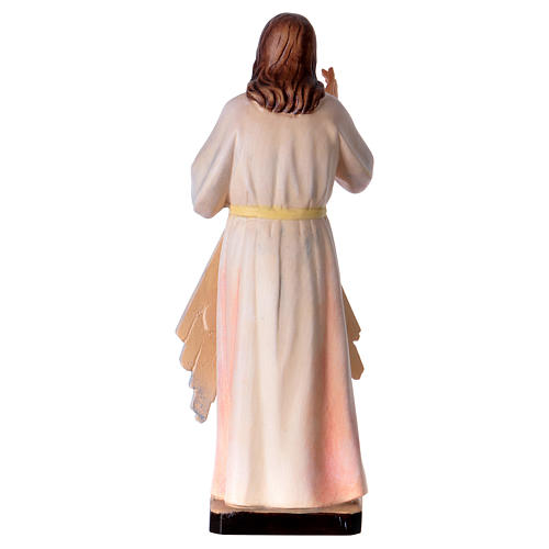 Divine Mercy with blue and red rays painted wood statue, Val Gardena 5