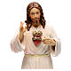 Statue bois peint Val Gardena Sacré-Coeur de Jésus robe blanche s2