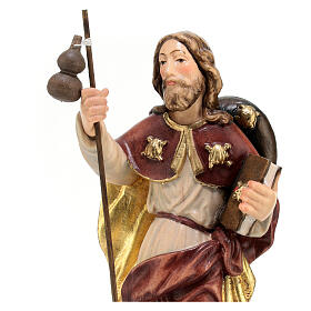 Saint James with stick in painted wood, Val Gardena