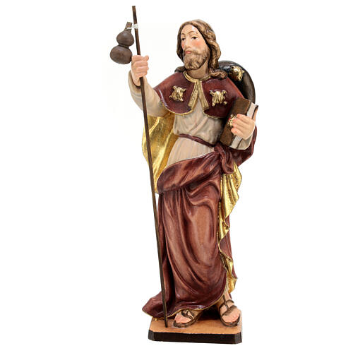 Saint James with stick in painted wood, Val Gardena 1