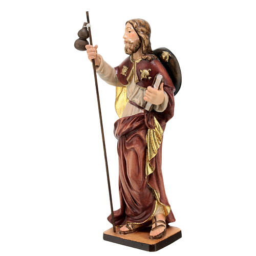 Saint James with stick in painted wood, Val Gardena 3