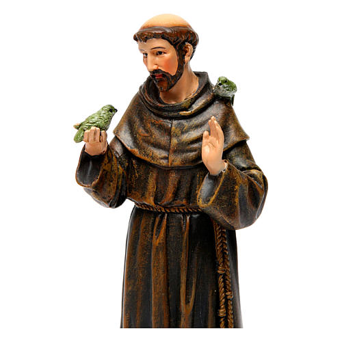 Saint Francis figure in painted wood pulp 15cm 2