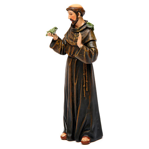 Saint Francis figure in painted wood pulp 15cm 3