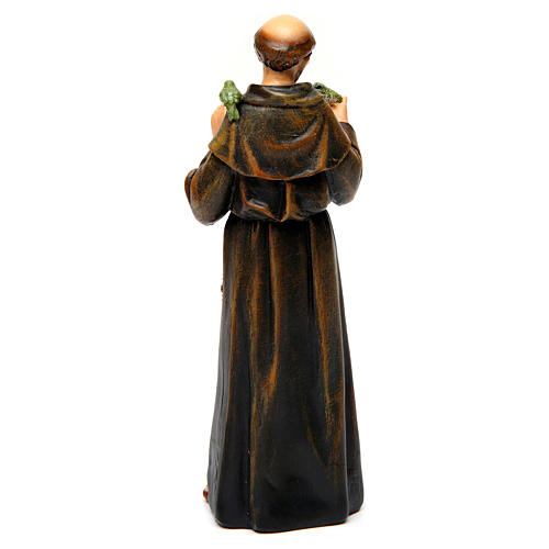 Saint Francis figure in painted wood pulp 15cm 5