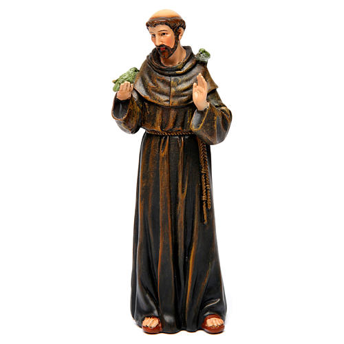 Statua San Francesco pasta legno colorata 15 cm 1