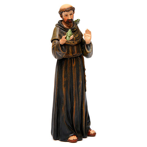 Saint Francis figure in painted wood pulp 15cm 4