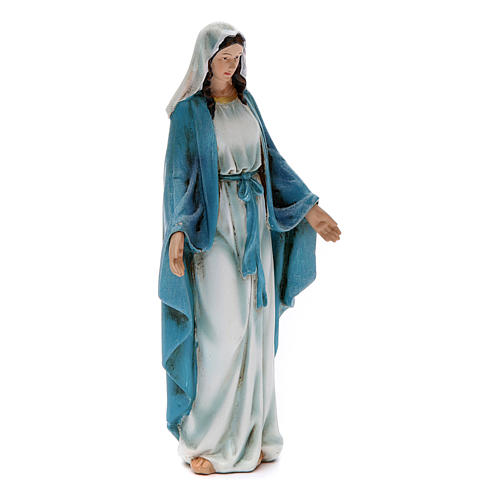 Immaculate Mary figure in painted wood pulp 15cm 3