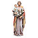 Saint Joseph and baby figure in painted wood pulp 15cm s1