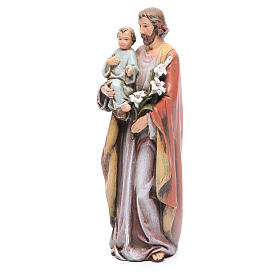 Saint Joseph and baby figure in painted wood pulp 15cm