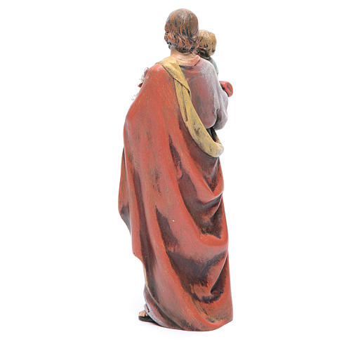 Saint Joseph and baby figure in painted wood pulp 15cm 3