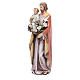 Saint Joseph and baby figure in painted wood pulp 15cm s2