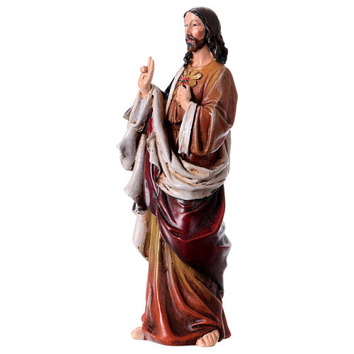 Statua Sacro Cuore di Gesù pasta legno colorata 15 cm 2