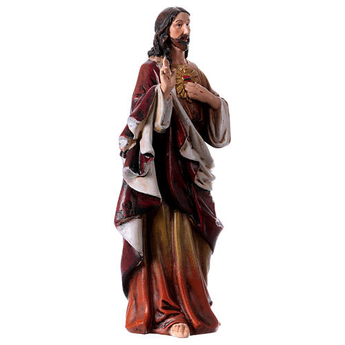 Statua Sacro Cuore di Gesù pasta legno colorata 15 cm 3