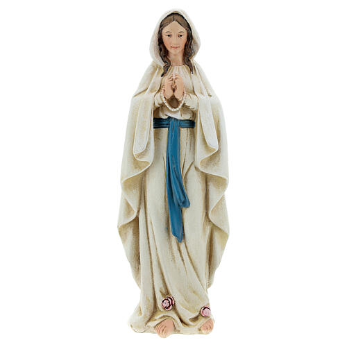 Statue Gottesmutter von Lourdes bemalte Holzmasse 15cm 1