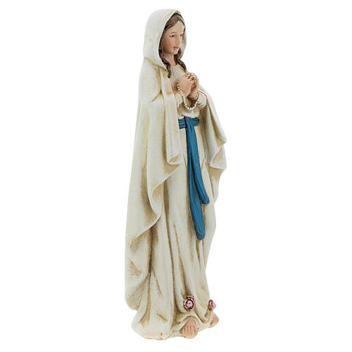 Our Lady of Lourdes in painted wood pulp 15cm 4