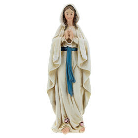 Statua Madonna Lourdes pasta legno colorata 15 cm