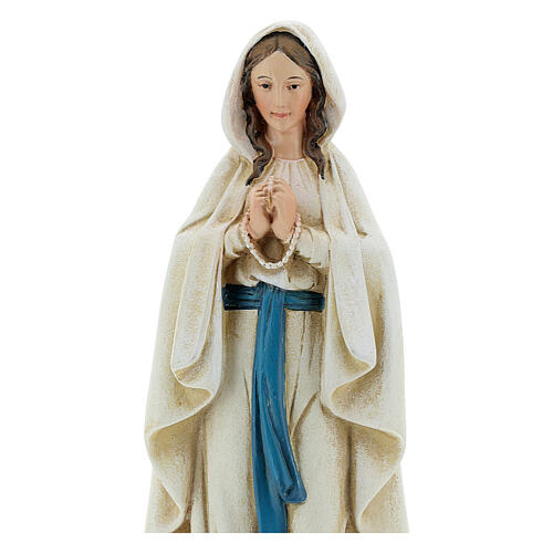 Our Lady of Lourdes in painted wood pulp 15cm 2